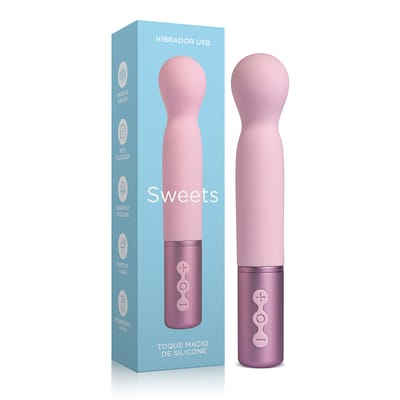 Vibrador Ponto G e Estimulador Estimulador Recarregável com e 5 Modos de Vibrações Multivelocidades - Adão & Eva Sweets S2 | 11,2 x 2,9 cm