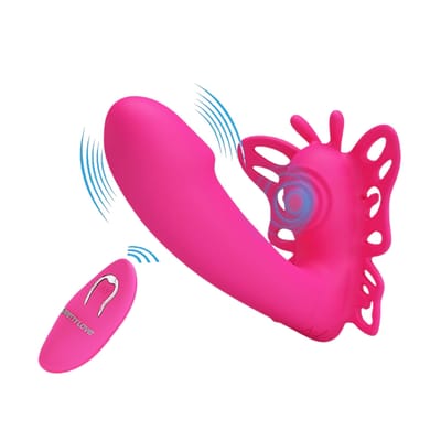 Vibrador Formato de Borboleta com 12 Modos de Vibração, 4 Pulsações e Controle Remoto - Pretty Love Katherine | 8 x 2,5 cm