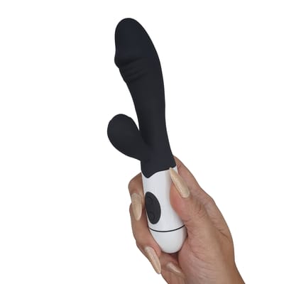 Vibrador de Ponto G no Formato de Glande e Estimulador Clitoriano no Formato de Flor, 20 Vibrações e Recarregável - Wow! | 9,5 x 3,5 cm