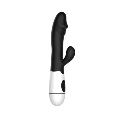 Vibrador de Ponto G no Formato de Glande e Estimulador Clitoriano no Formato de Flor, 20 Vibrações e Recarregável - Wow! | 9,5 x 3,5 cm