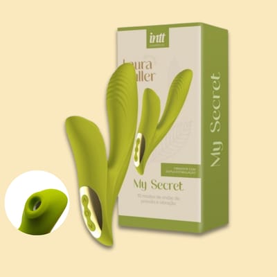 Vibrador de Ponto G em Silicone com 3 Modos de Vibração e Estimulador Clitoriano com 10 Níveis de Pulsação - Intt Cosméticos By Laura Muller My Secret | 12 x 3,5 cm
