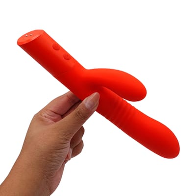 Vibrador Rabbit com 10 Modos de Vibração, Movimentos de Vai e Vem e Carregamento via Cabo USB - Intt Toys Especial Luxury Êxtase | 15 x 3,4 cm