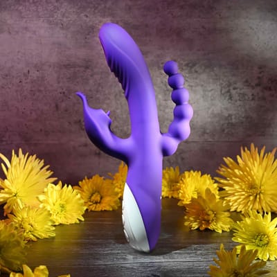 Vibrador Rabbit com 3 Funções, 8 Modos de Vibração, Resistente à Água e Recarregável - Evolved Lick Me Triple Stim Vibe | 12 x 3,7 cm