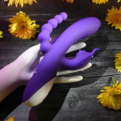 Vibrador Rabbit com 3 Funções, 8 Modos de Vibração, Resistente à Água e Recarregável - Evolved Lick Me Triple Stim Vibe | 12 x 3,7 cm