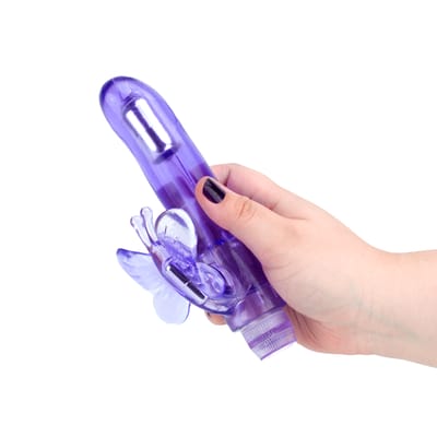 Vibrador Rabbit em Jelly com Vibração Multivelocidade e Estimulador de Clitóris em Forma de Borboleta - Aphrodisia Dual Stimulator Butterfly | 11,8 x 3,1 cm | Disponível em 2 Cores