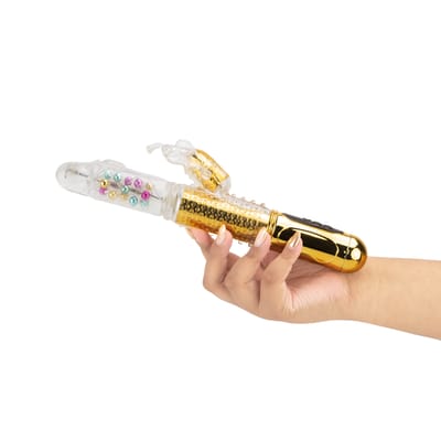 Vibrador Rabbit Recarregável com Movimento Vai e Vem, Estimulador de Clitóris em Forma de Borboleta e 36 Modos de Vibração - Devices Vibration Balls | 12,5 x 3,6 cm | Disponível em 3 Cores