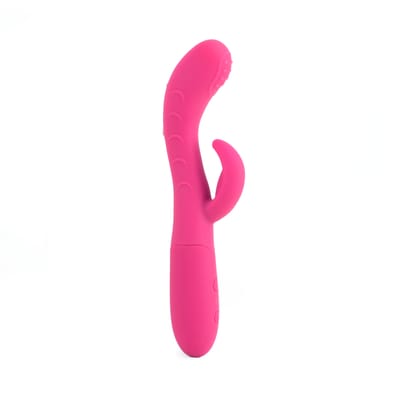 Vibrador Rabbit em Silicone com 2 Motores, 10 Modos de Vibração e Texturas - Flat | 9,5 x 3 cm | Disponível em 2 Cores
