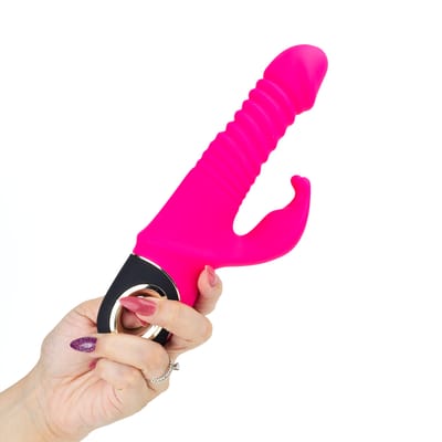 Vibrador Rabbit em Silicone com 5 Movimentos de Vai e Vem, 9 Modos de Vibração e Recarregável via USB - Rabbit Vibrator | 12 x 3,7 cm