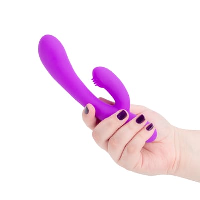Vibrador Rabbit em Silicone com 7 Modos de Vibração, 3 Movimentos de Dedilhado e Cerdas Massageadoras - Pretty Love Rory | 11,5 x 3,3 cm