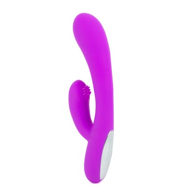 Vibrador Rabbit em Silicone com 7 Modos de Vibração, 3 Movimentos de Dedilhado e Cerdas Massageadoras - Pretty Love Rory | 11,5 x 3,3 cm