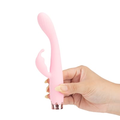 Vibrador Rabbit em Silicone Texturizado, 10 Modos de Vibração, Recarregável e Base de Coroa - Vibrator | 10,5 x 2,3 cm