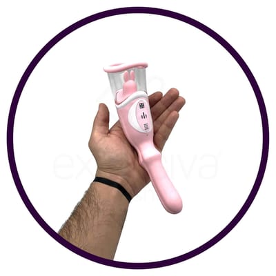 Vibrador Recarregável com Tecnologia de Sucção, Movimento Vai e Vem e Estimulador com 7 Modos de Vibração - 3Rimport | 7 x 2,7 cm