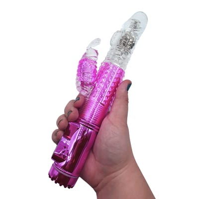 Vibrador Rotativo com 7 Velocidades, Movimento Vai e Vem, 36 Modos de Vibração e Nódulos Massageadores - SI Jack Rabbit | 11 x 3,5 cm | Disponível em 2 Cores
