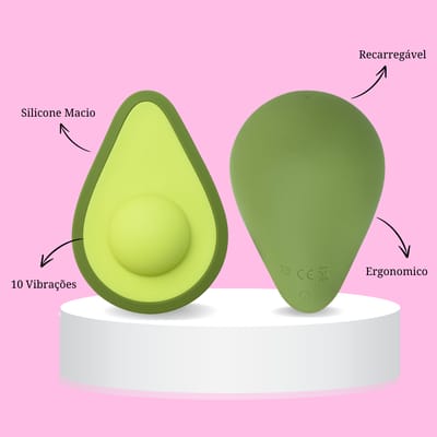 Vibrador em Silicone em Forma de Abacate com 10 Modos de Vibração e Recarregável - MeAme.Love Avocado | 9,8 x 6,8 cm