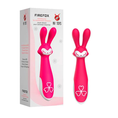 Vibrador em Silicone com Orelhas Estimuladoras com 10 Modos de Vibrações - NV Toys Firefox | 19 x 4 cm
