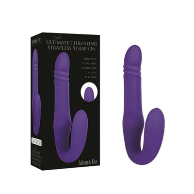 Vibrador Strap On Recarregável com 7 Modos de Vibração e 4 Pulsações - Adam & Eve "Eve's Ultimate Thrusting Strapless Strap-On" | 14,3 x 3,6 cm | 9,1 x 3,7 cm
