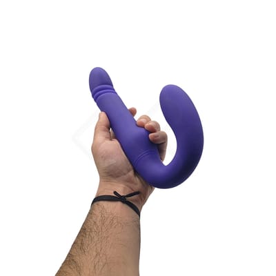 Vibrador Strap On Recarregável com 7 Modos de Vibração e 4 Pulsações - Adam & Eve "Eve's Ultimate Thrusting Strapless Strap-On" | 14,3 x 3,6 cm | 9,1 x 3,7 cm