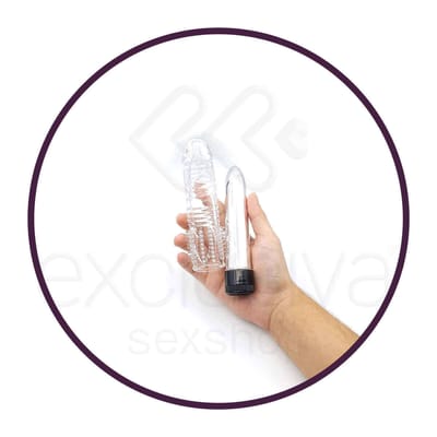 Kit com Capa Peniana Extensora e Vibrador Personal Multivelocidade - Vibrating Glans | Disponível em 2 Cores