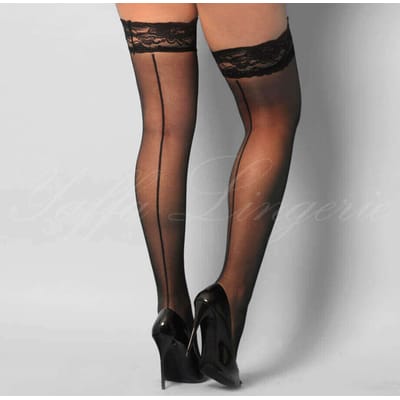 Meia Calça 7/8 com Detalhes em Renda e Risca de Giz - Yaffa Lingerie | Tamanho Único