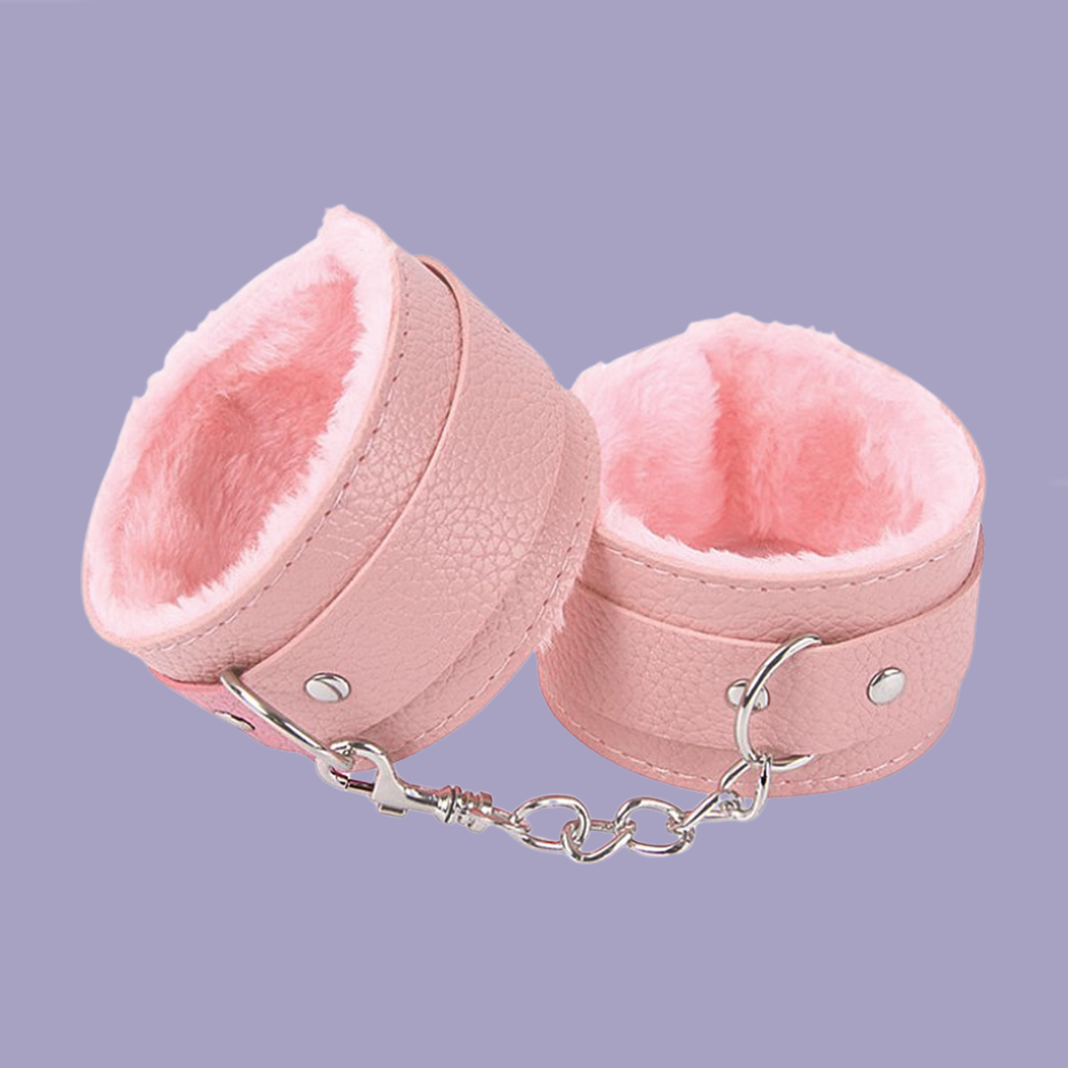 Algemas de Couro Sintético e Pelúcia, com Corrente e Fivelas Ajustáveis - Sexy Import - 1