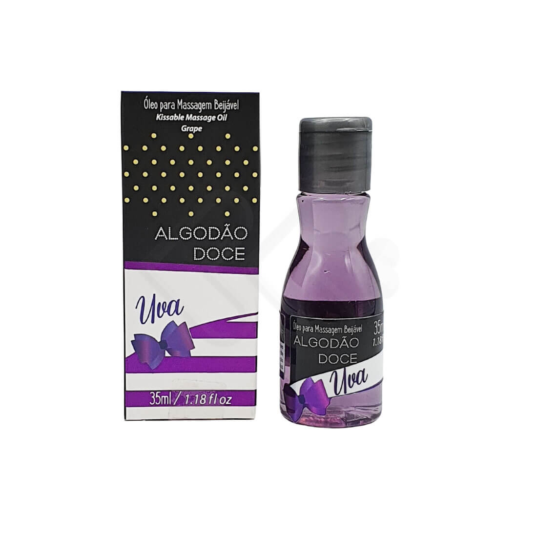 Óleo Para Massagem Beijável com Efeito que Aquece - Algodão Doce | 35 ml | Disponível em 7 Sabores - 2