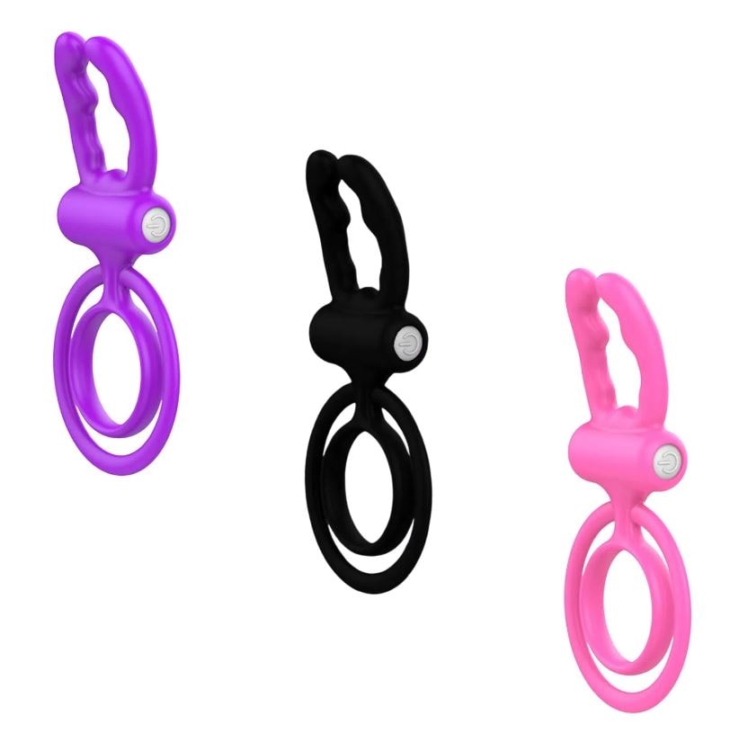 Anel Peniano Duplo com Hastes Estimuladoras e Cápsula Vibratória - Vibe Ring | 12,4 x 6 cm | Disponível em 3 Cores - 1