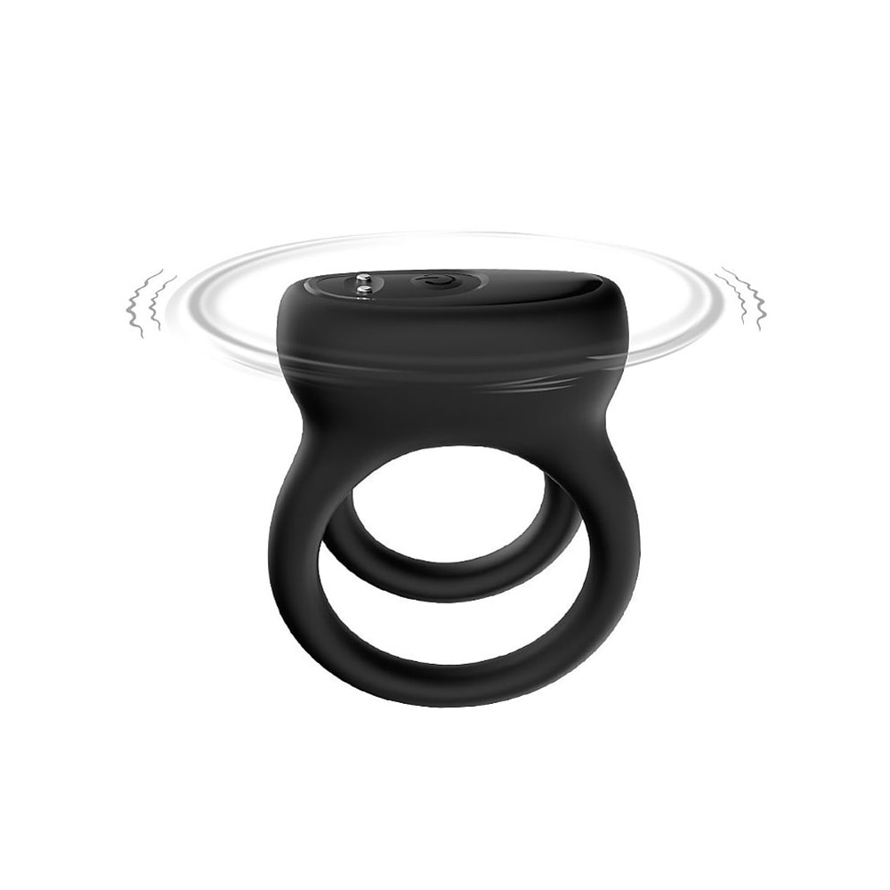 Anel Peniano Duplo em Silicone com 9 Modos de Vibração e Carregamento por USB - Sexy Import | 6,7 x 5,5 cm - 2