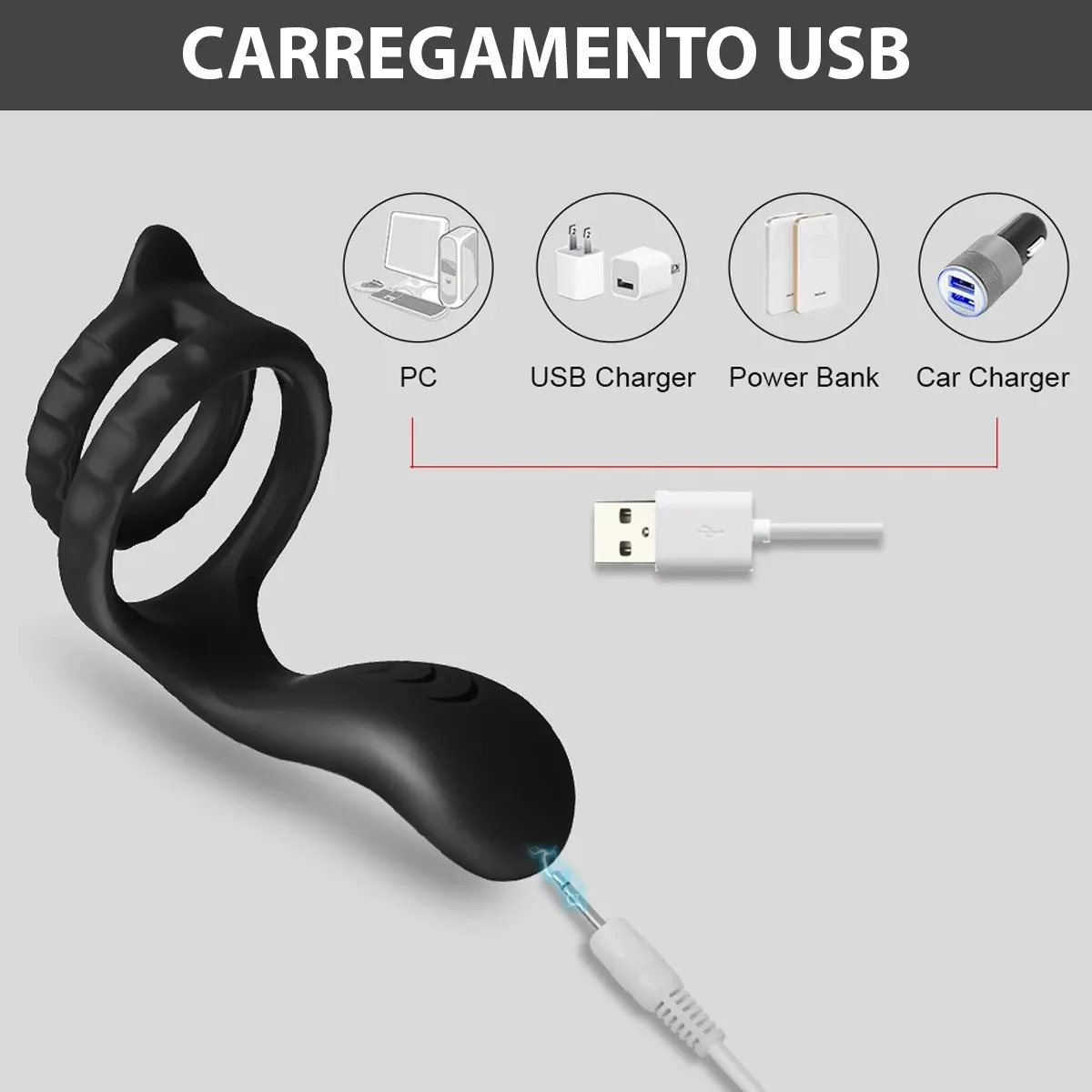 Anel Peniano Duplo em Silicone Soft Touch com Estimulador de Clitóris e 10 Modos de Vibração - Vibrative Dual Cock Ring - 7