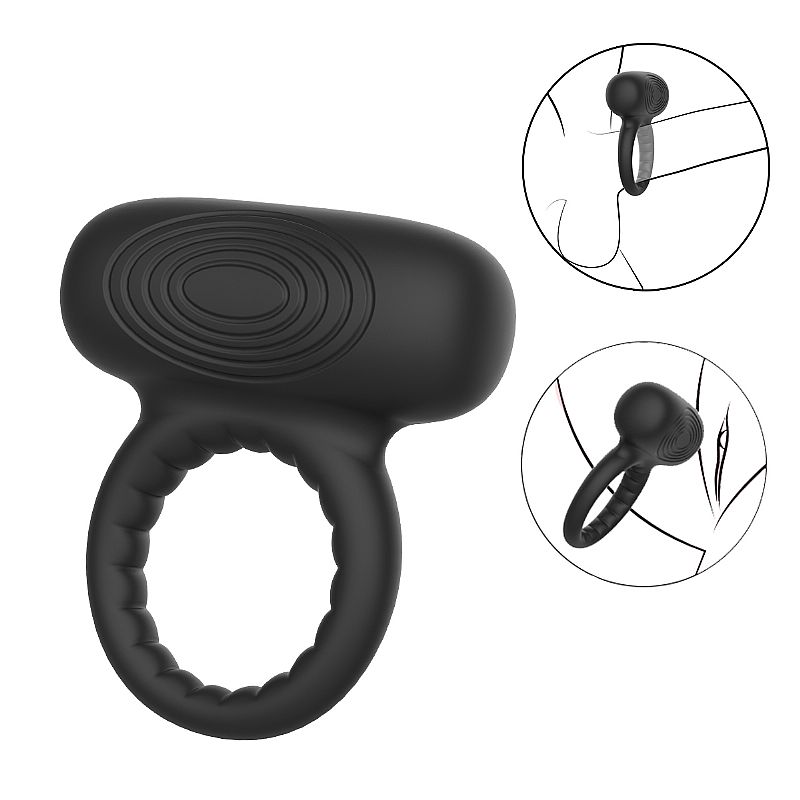 Anel Peniano e Estimulador Clitoriano em Silicone com 10 Modos de Vibração - Sexy Import | 7 x 4,8 cm - 2