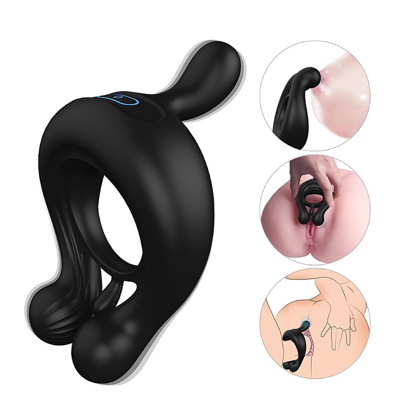 Anel Peniano Recarregável em Silicone com 9 Modos de Vibração, Estimuladores de Clintoniano e Texturas Massageadoras - S-Hande Unicom | 7 x 6,5 cm - 5