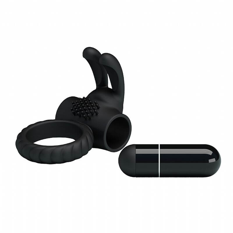 Anel Peniano com Vibração Única e Estimulador Clitoriano em Forma de Coelho - Pretty Eudora - 3