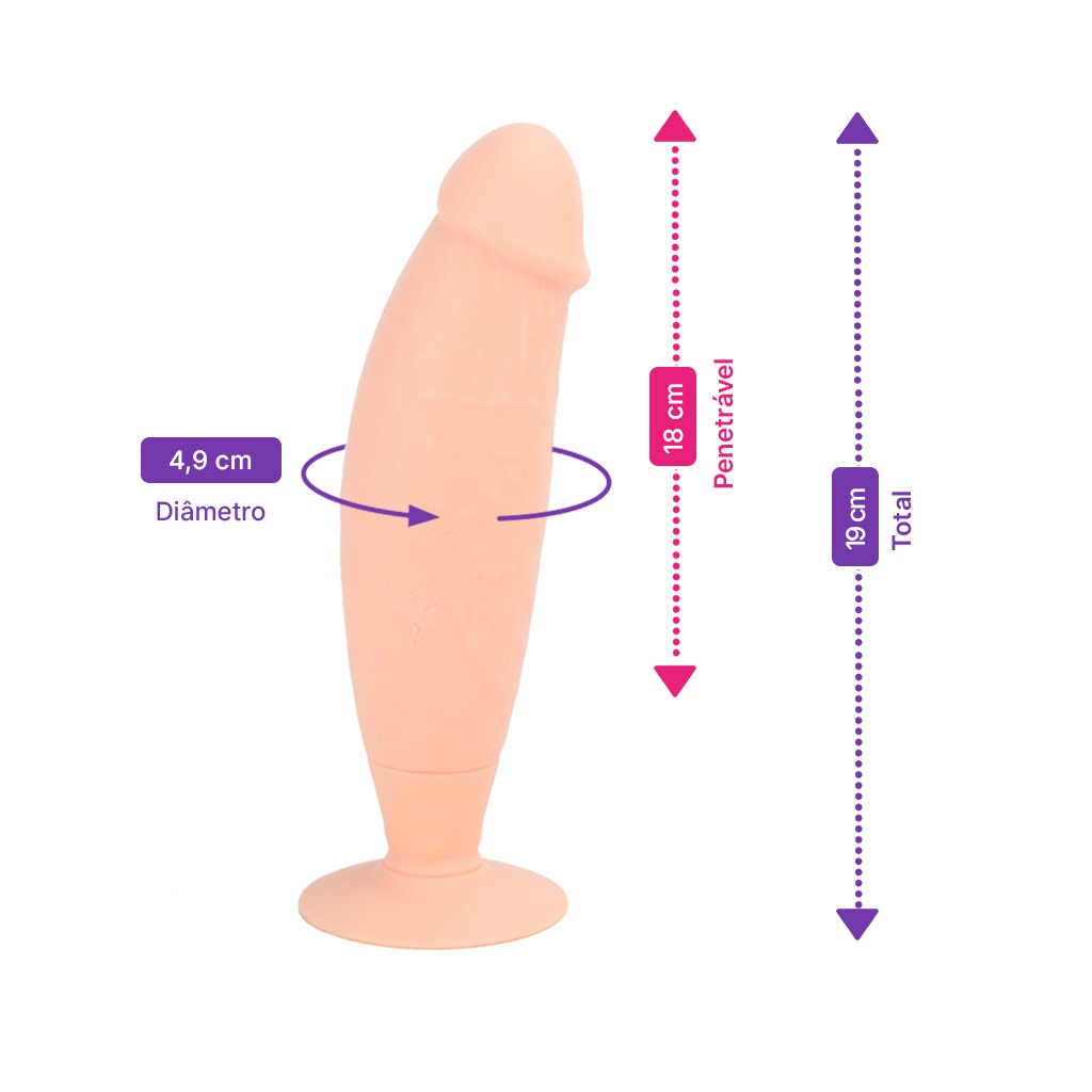 Prótese Peniana em Silicone com Glande Definida, Veias e Base Ventosa - Arouser | 18 x 4,9 cm - 2