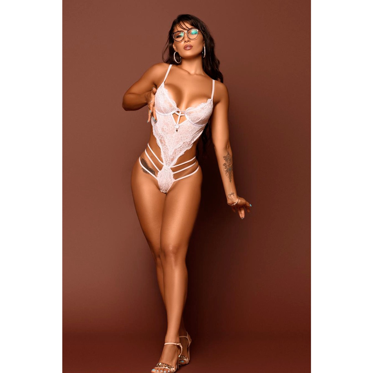 Body com Detalhes em Renda e Strappy - Exclusiva Lingerie | Disponível em 5 Cores e 4 Tamanhos - 9