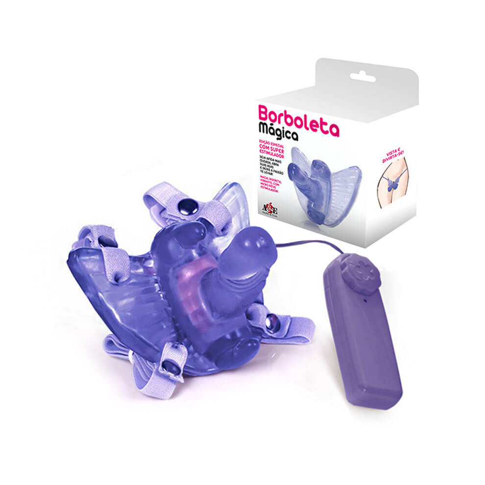 Estimulador Feminino em Forma de Borboleta com Mini Pênis, Vibração Multivelocidade e Controle com Fio - Borboleta Mágica | Disponível em 2 Cores - 3