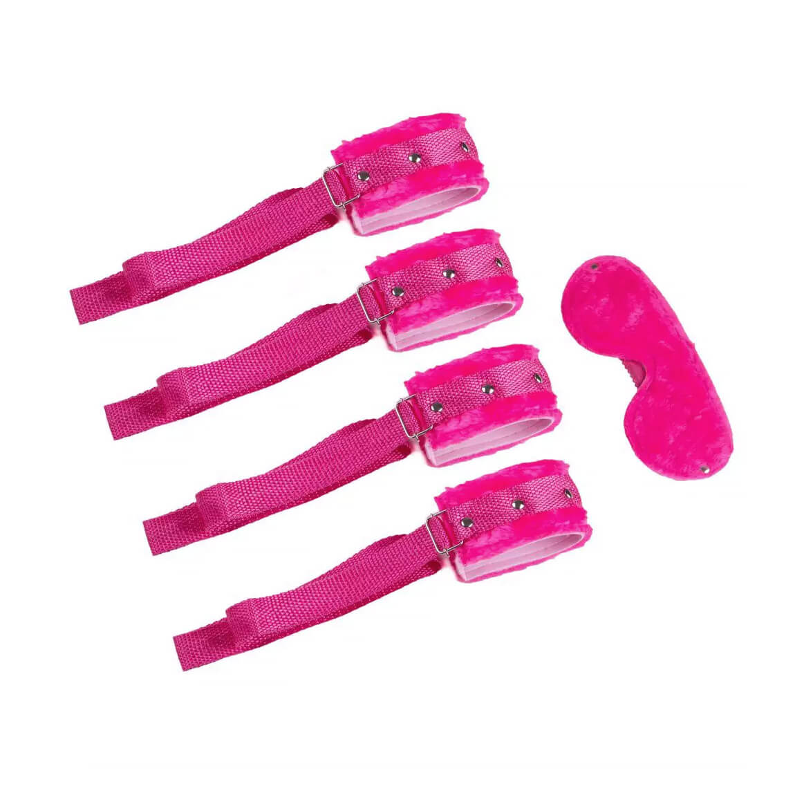 Kit Bondage com 4 Amarras e Venda em Pelúcia - Brasil Fetiche | Disponível em 5 Cores - 4