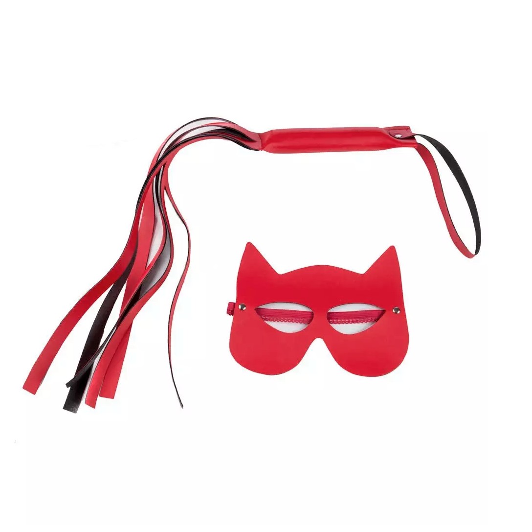 Kit Mulher Gato com Chicote Reforçado e Máscara - Brasil Fetiche | Disponível em 4 Cores - 1