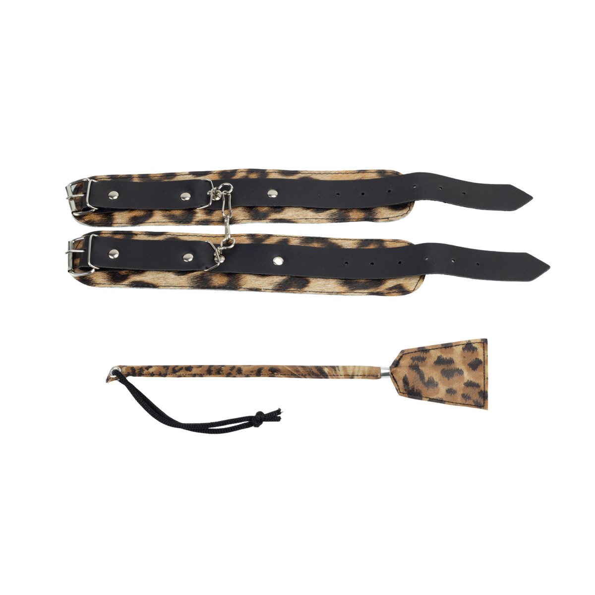 Kit Sensual com Algemas e Chibata em Couro Sintético - Brasil Fetiche | Disponível em 6 Cores - 24