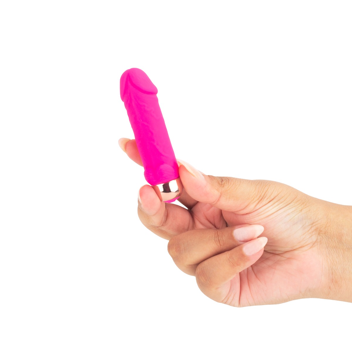 Bullet em Formato de Mini Pênis com Glande e Escroto em Silicone com 10 Modos de Vibrações e Recarregável - Adão & Eva | 7,3 x 2,4 cm - 5