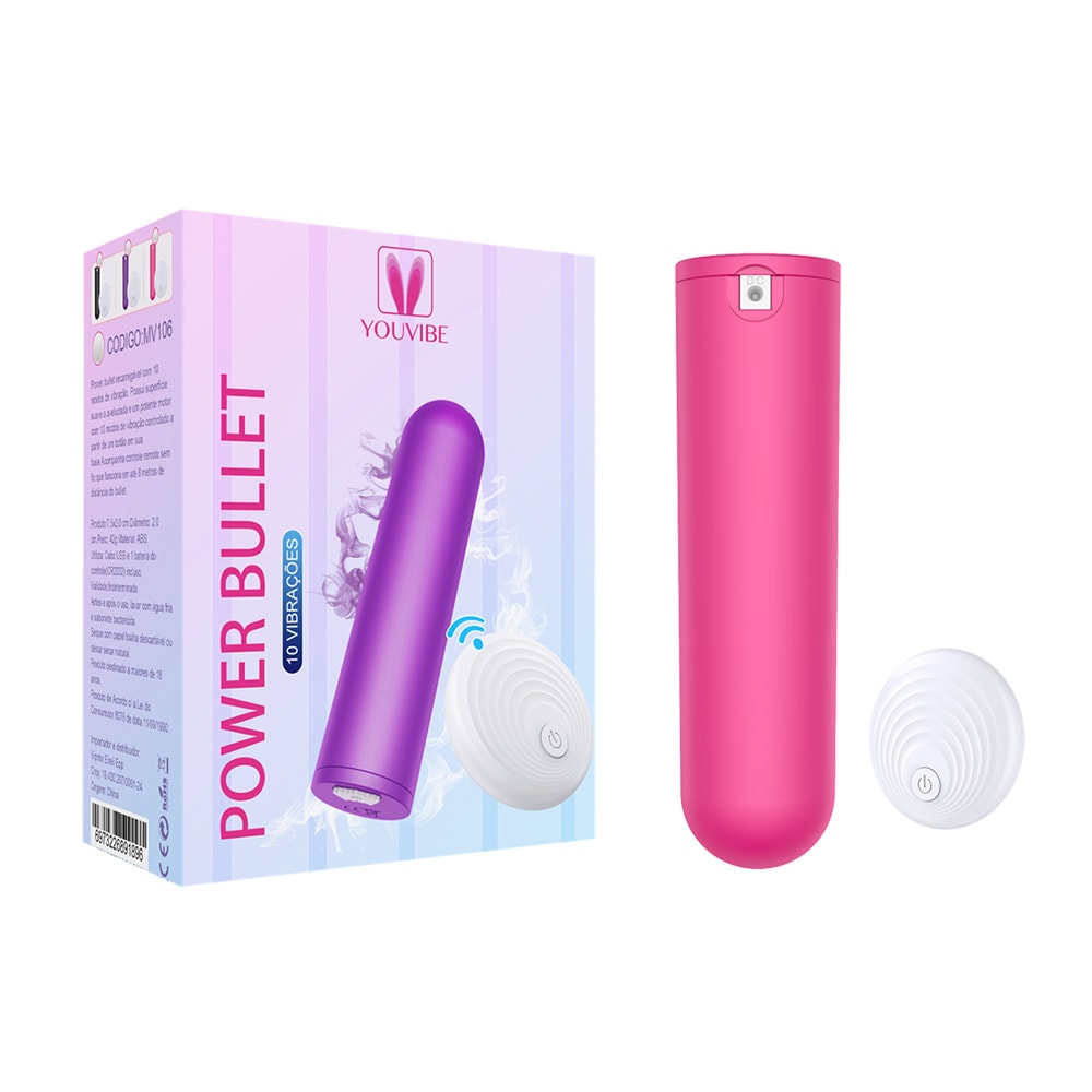 Bullet Recarregável em ABS com 10 Modos de Vibração e Controle Remoto Sem Fio - YouVibe Power Bullet | Disponível em 3 Cores - 2