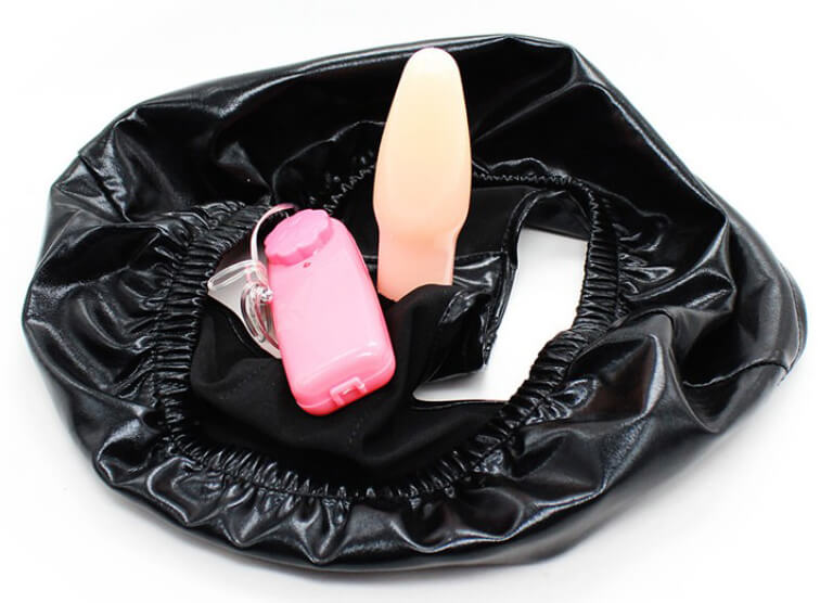 Calcinha em Vinil com Plug Anal Cônico com Vibração Multivelocidade - 9,5 x 5 cm - 1