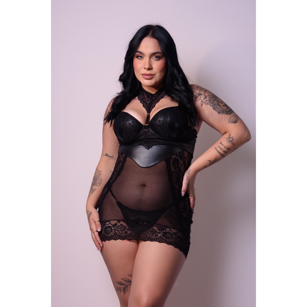 Camisola Cirrê com Bojo Detalhado em Tule - Exclusiva Lingerie | Disponível em 2 Cores e 2 Tamanhos Plus Size - 2