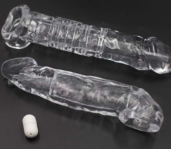 Capa Peniana Extensora com Anel Testicular e Cápsula Vibratória - Adão e Eva | 12 x 3,1 cm - 2