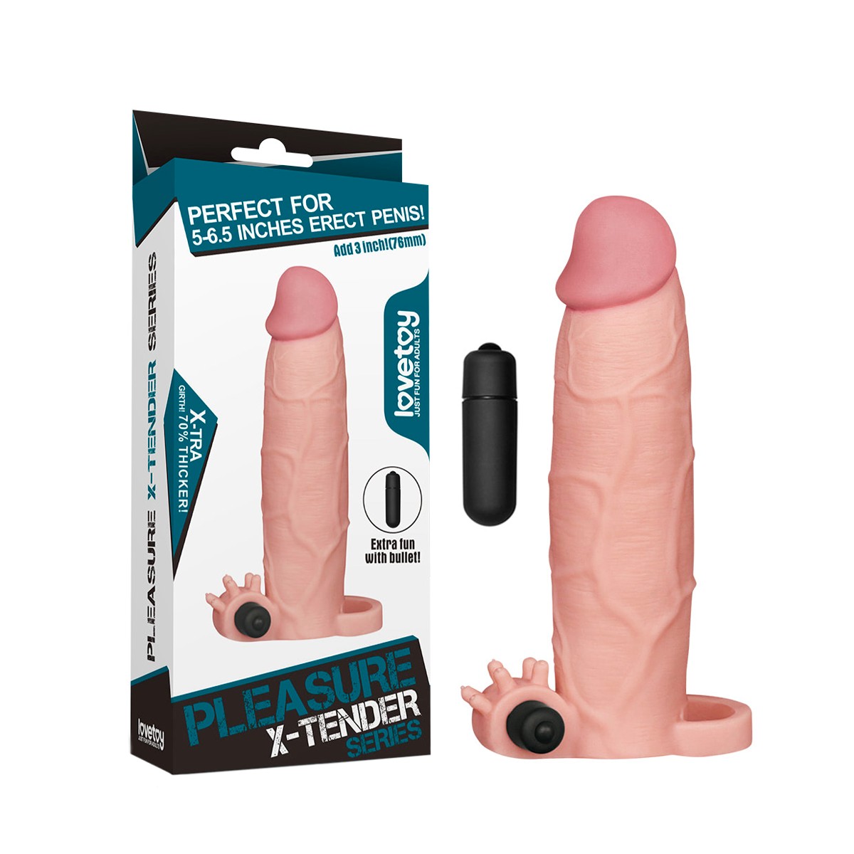 Capa Peniana Extensora com Preenchimento na Ponta e Cápsula Vibratória - Pleasure X-Tender Series | 13,5 x 3,5 cm | Disponível em 2 Cores - 5