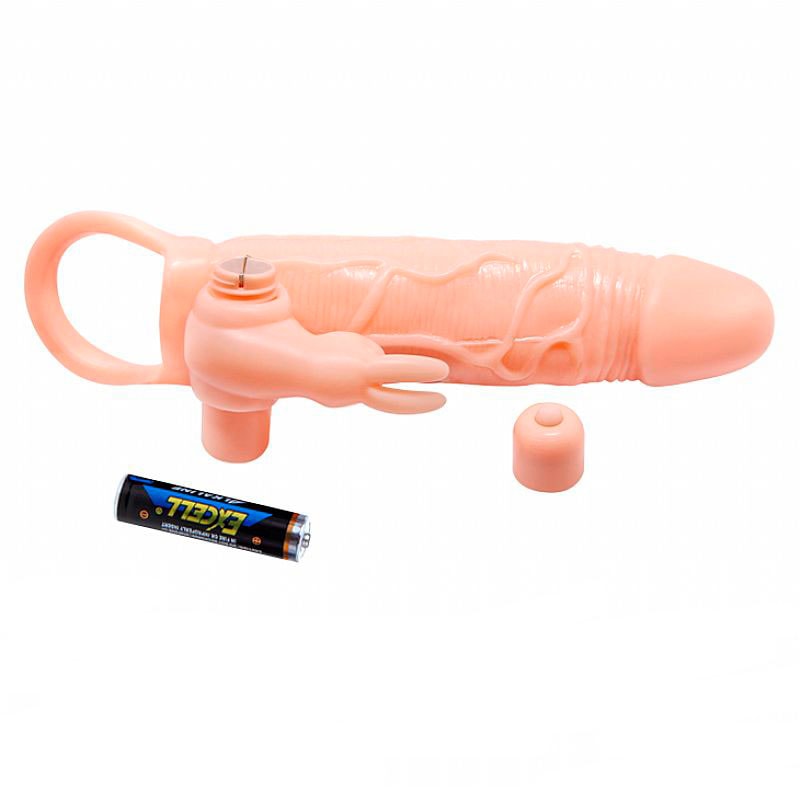 Capa Peniana Extensora Vibratória em Silicone com Glande Definida, Veias Salientes, Anel para Escroto e Estimulador para Clitóris - Pretty Love Brave Man | 12 x 3,3 cm - 4