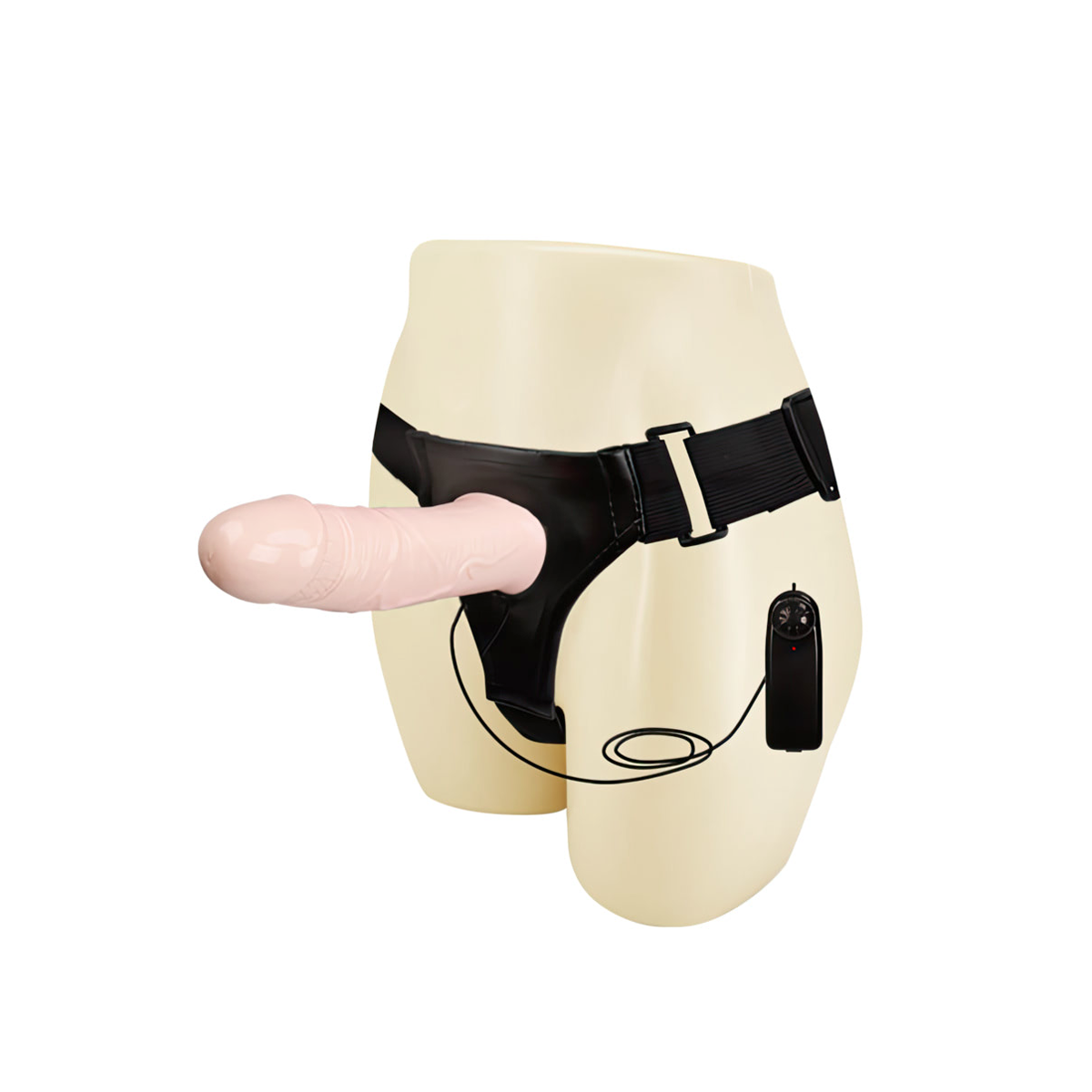 Capa Peniana em Formato de Pênis Realístico com Preenchimento na Ponta, Cinta Ajustável e Vibro Multivelocidade - 16 x 4,8 cm - 2