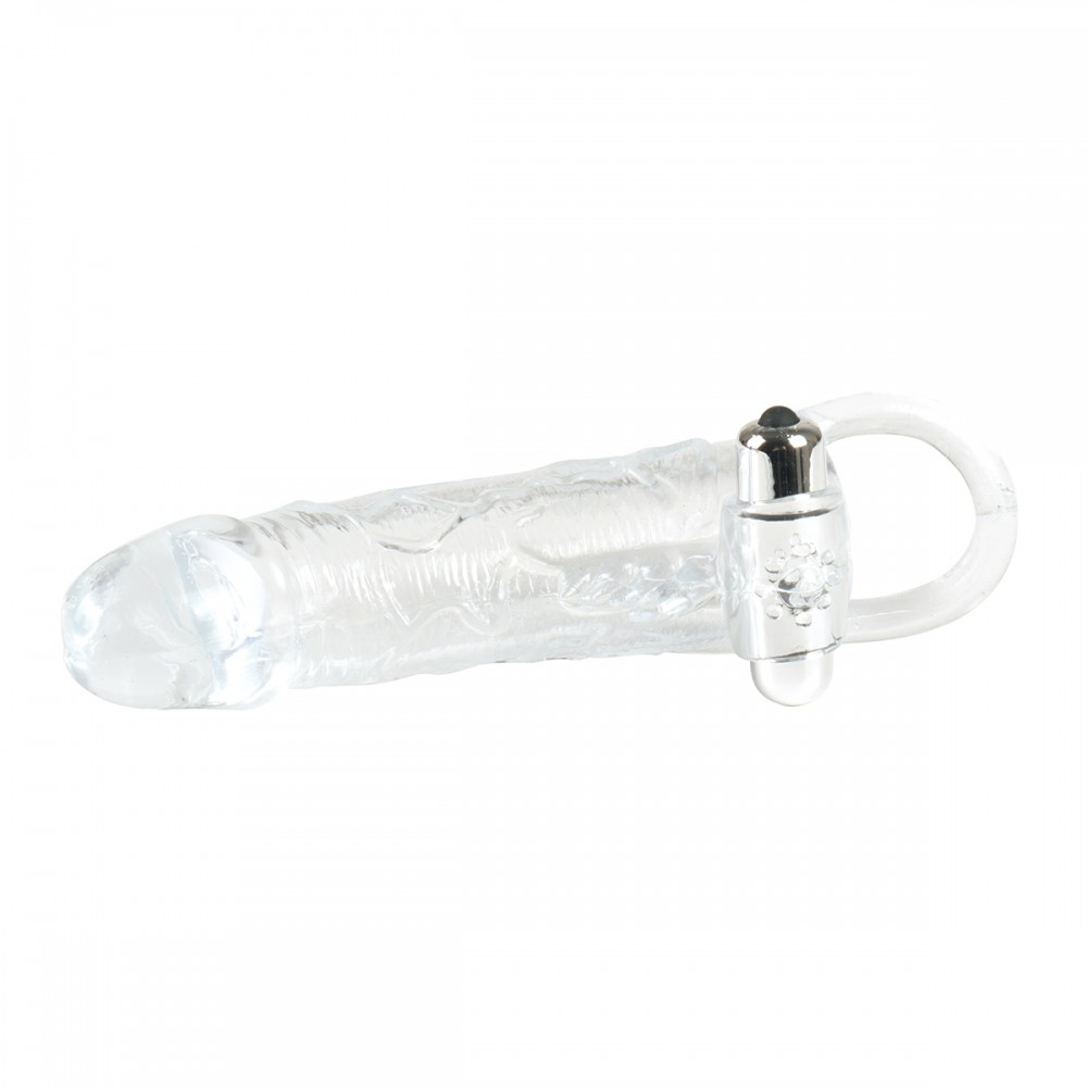 Capa Peniana com Glande Definida, Veias Salientes, Anel para Escroto e Estimulador de Clitóris - Magic Kiss Crystal Sleeve | 11,7 x 3,4 cm - 4