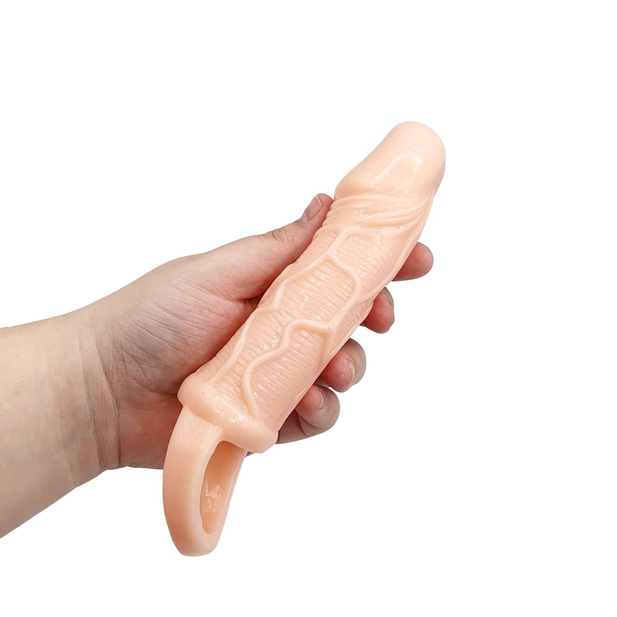 Capa Peniana Realística Com Vibrador Interno, Texturas Anelares e Anel Para Escroto - Pretty Love Penis Sleeve Carson | 9 x 2,5 cm - 5