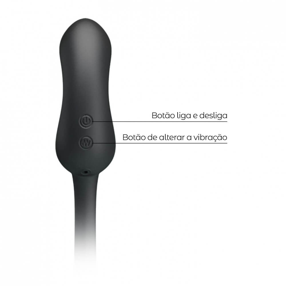 Capa Peniana Vazada em Silicone e Plug Anal Recarregável com 7 Modos de Vibração - Pretty Love Hercules Penis Sheath - 6