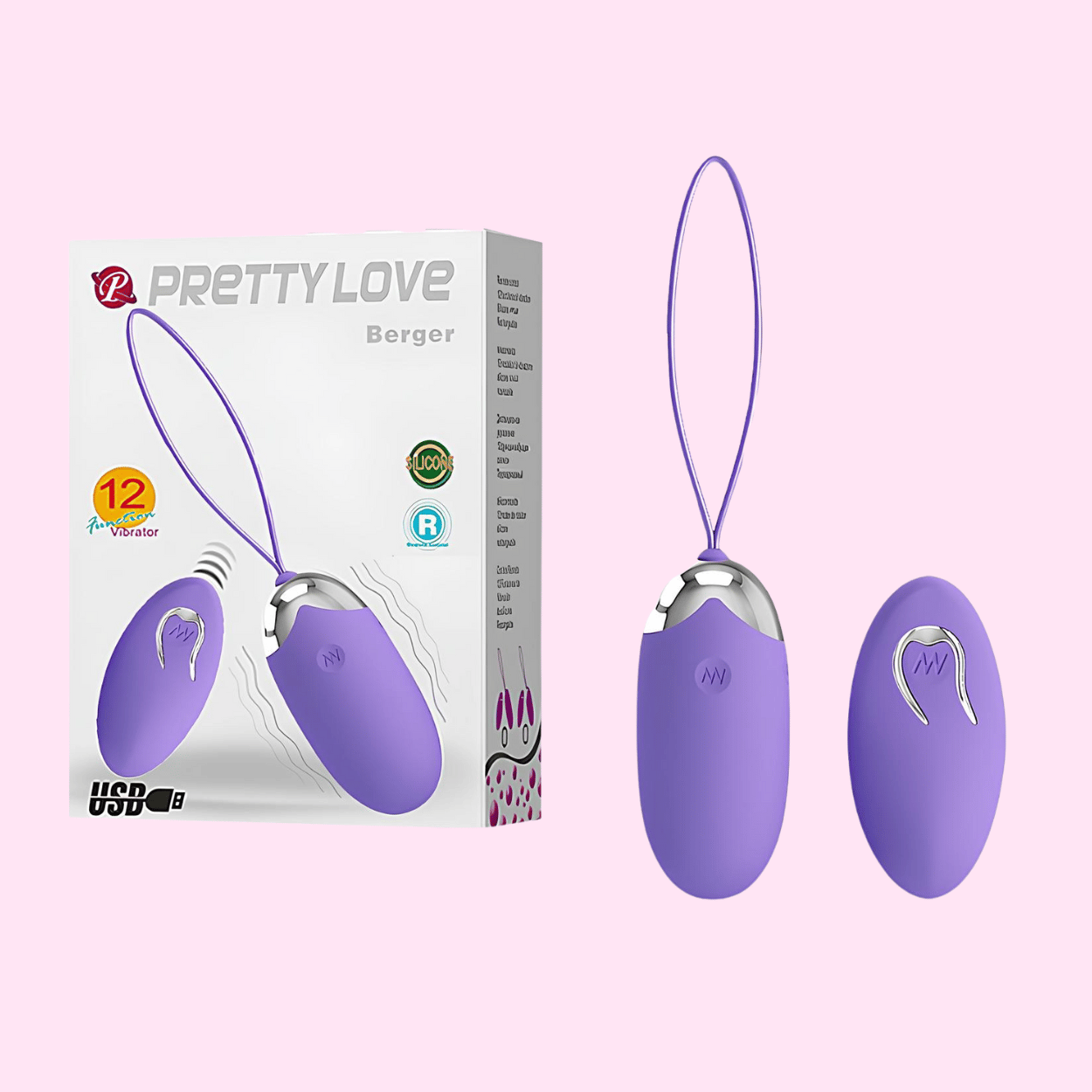 Cápsula Vibratória Recarregável com 12 Modos de Vibração e Controle sem Fio - Pretty Love Berger | 7,2 x 3,4 cm | Disponível em 2 Cores - 5
