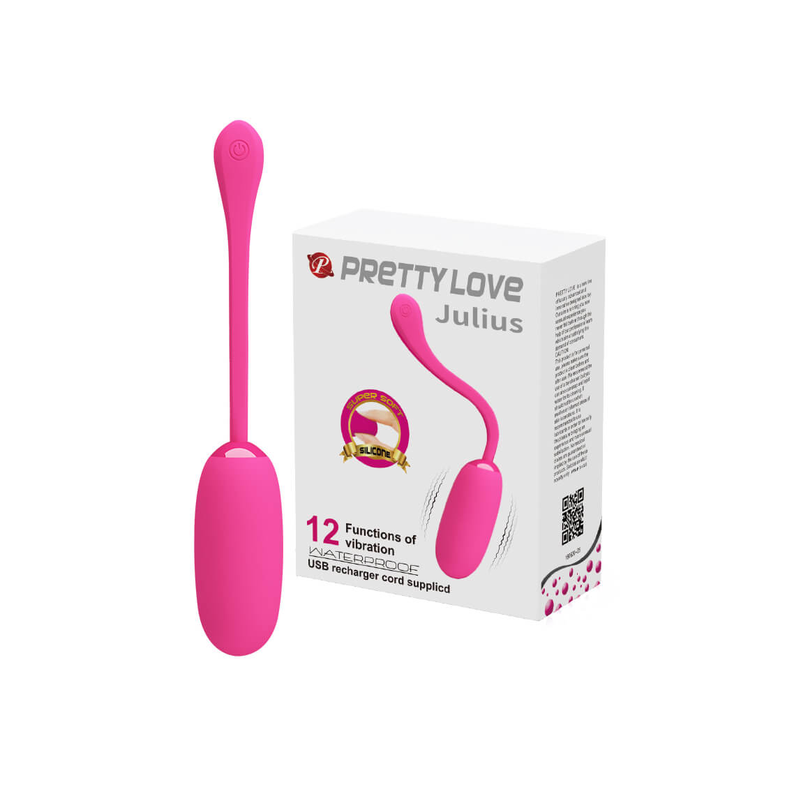 Cápsula Vibratória Recarregável em Silicone Soft Touch com 12 Modos de Vibração - Pretty Love Julius  - 7,8 x 3,3 cm | Disponível em 2 Cores - 6